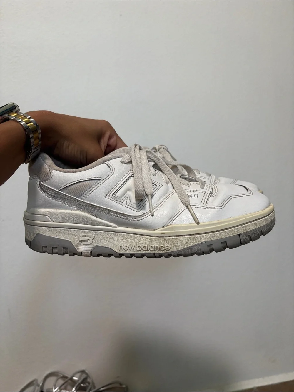 New Balance Off-White Leather Low-Top Sneakers